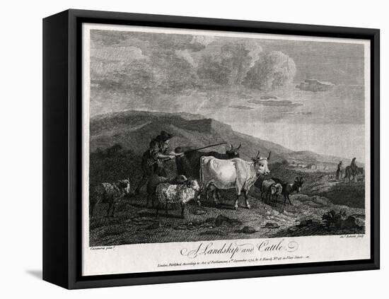 A Landskip and Cattle, 1774-James Roberts-Framed Stretched Canvas