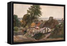 'A Lane With Cottages', c1820-Peter De Wint-Framed Stretched Canvas