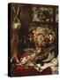 A Larder Still Life with Fruit, Game and a Cat by a Window-Frans Snyders Or Snijders-Stretched Canvas