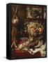 A Larder Still Life with Fruit, Game and a Cat by a Window-Frans Snyders Or Snijders-Framed Stretched Canvas