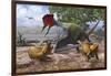 A Large Bakonydraco Pterosaur Attacking a Nest of Small Ajkaceratops-null-Framed Art Print