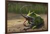 A Large Beelzebufo Frog Eating a Small Masiakasaurus-null-Framed Art Print