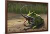 A Large Beelzebufo Frog Eating a Small Masiakasaurus-null-Framed Art Print