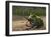 A Large Beelzebufo Frog Eating a Small Masiakasaurus-null-Framed Premium Giclee Print