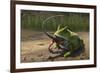 A Large Beelzebufo Frog Eating a Small Masiakasaurus-null-Framed Art Print