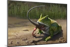 A Large Beelzebufo Frog Eating a Small Masiakasaurus-null-Mounted Art Print