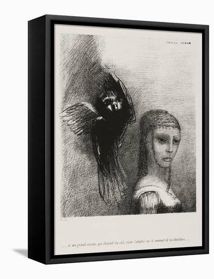 A Large Bird, Descending From the Sky, Hurls Itself Against the Topmost Point of Her Hair-Odilon Redon-Framed Stretched Canvas