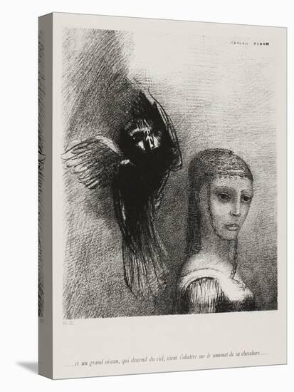 A Large Bird, Descending From the Sky, Hurls Itself Against the Topmost Point of Her Hair-Odilon Redon-Stretched Canvas