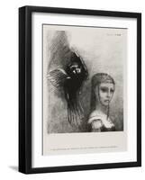 A Large Bird, Descending From the Sky, Hurls Itself Against the Topmost Point of Her Hair-Odilon Redon-Framed Giclee Print