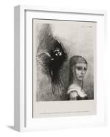 A Large Bird, Descending From the Sky, Hurls Itself Against the Topmost Point of Her Hair-Odilon Redon-Framed Giclee Print