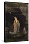 A Large Chinese Lacquered Painted Wood Rectangular Panel Depicting a Standing Model of Guanyin…-null-Stretched Canvas