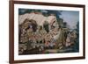 A Large Chinese Reverse Glass Painting Depicting a Festival Procession with-null-Framed Giclee Print