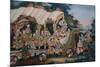 A Large Chinese Reverse Glass Painting Depicting a Festival Procession with-null-Mounted Giclee Print