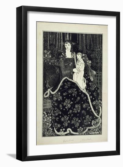 A Large Christmas Card, 1895 (Line Block Print)-Aubrey Beardsley-Framed Giclee Print