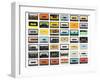 A Large Collection of Retro Cassette Tapes Places in a Grid-dubassy-Framed Photographic Print