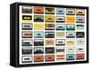 A Large Collection of Retro Cassette Tapes Places in a Grid-dubassy-Framed Stretched Canvas