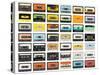 A Large Collection of Retro Cassette Tapes Places in a Grid-dubassy-Stretched Canvas