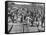 A Large Crowd of People Running Through the Streets During the Dodge City Parade-Peter Stackpole-Framed Stretched Canvas