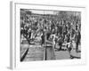A Large Crowd of People Running Through the Streets During the Dodge City Parade-Peter Stackpole-Framed Premium Photographic Print