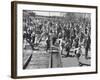 A Large Crowd of People Running Through the Streets During the Dodge City Parade-Peter Stackpole-Framed Premium Photographic Print