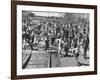 A Large Crowd of People Running Through the Streets During the Dodge City Parade-Peter Stackpole-Framed Premium Photographic Print