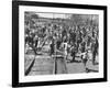 A Large Crowd of People Running Through the Streets During the Dodge City Parade-Peter Stackpole-Framed Premium Photographic Print