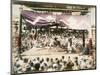 A Large Crowd Watching Sumo Wrestlers, C.1880s-null-Mounted Photographic Print