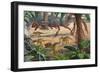 A Large Dracovenator Chasing a Group of Heterodontosaurus Dinosaurs-null-Framed Art Print