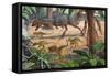 A Large Dracovenator Chasing a Group of Heterodontosaurus Dinosaurs-null-Framed Stretched Canvas