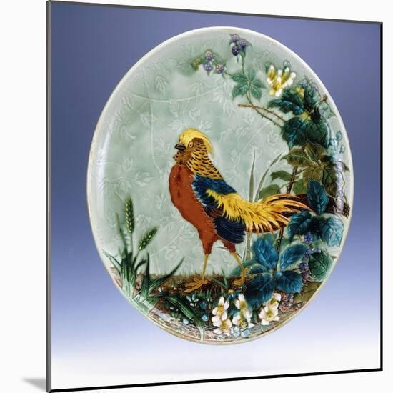 A Large Emile Diffloth Glazed Earthenware Charger, Depicting a Golden Pheasant-Eugene Carriere-Mounted Giclee Print