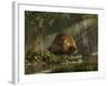 A Large Glyptodon Stands Near the Edge of a Stream-null-Framed Art Print