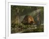 A Large Glyptodon Stands Near the Edge of a Stream-null-Framed Art Print