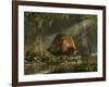 A Large Glyptodon Stands Near the Edge of a Stream-null-Framed Art Print