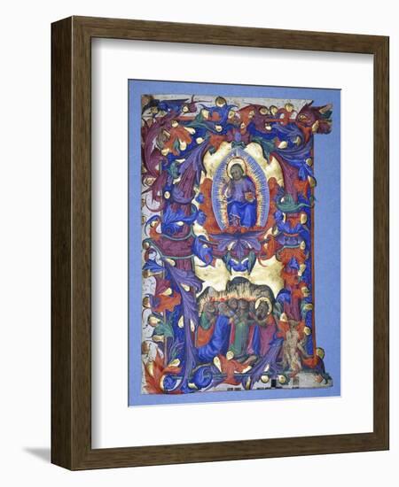 A Large Historiated 'A' with a Depiction of the Ascension, C.1450-Filippo Di Matteo Torelli-Framed Giclee Print