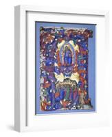 A Large Historiated 'A' with a Depiction of the Ascension, C.1450-Filippo Di Matteo Torelli-Framed Giclee Print