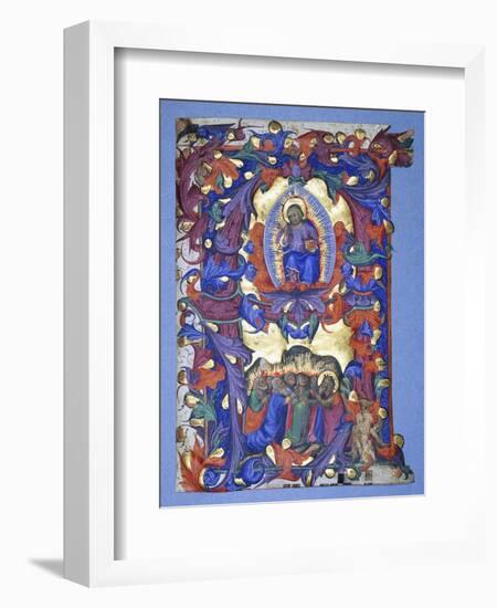 A Large Historiated 'A' with a Depiction of the Ascension, C.1450-Filippo Di Matteo Torelli-Framed Giclee Print