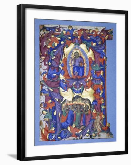 A Large Historiated 'A' with a Depiction of the Ascension, C.1450-Filippo Di Matteo Torelli-Framed Giclee Print