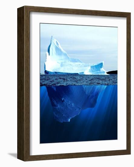 A Large Iceberg in the Cold Blue Cold Water. Collage-Sergey Nivens-Framed Art Print