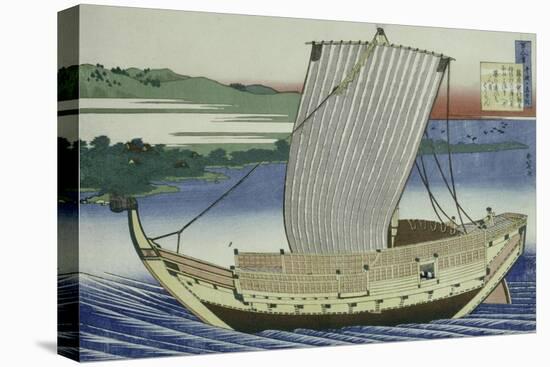 A Large Junk in Full Sail-Katsushika Hokusai-Stretched Canvas