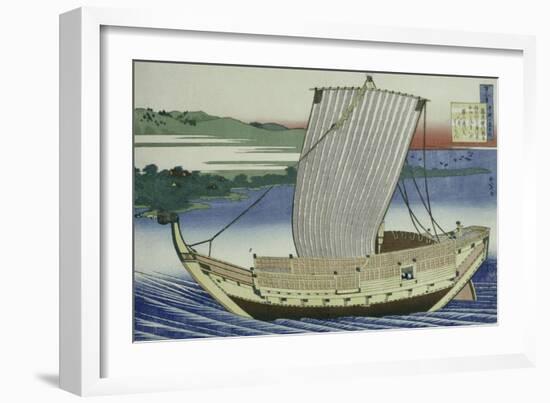 A Large Junk in Full Sail-Katsushika Hokusai-Framed Giclee Print