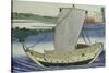 A Large Junk in Full Sail-Katsushika Hokusai-Stretched Canvas