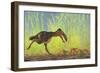 A Large Kalenken Flightless Terror Bird Hunting Smaller Eurohippus-null-Framed Premium Giclee Print