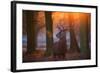 A Large Majestic Red Deer Stag in the Orange Early Morning Glow in Richmond Park-Alex Saberi-Framed Photographic Print