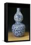 A Large Ming Blue and White Double Gourd "Shou" Vase, Depicting Young Boys Playing on a Terrace-null-Framed Stretched Canvas