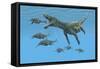 A Large Nothosaurus Reptile Preys on Shonisaurus Ichthyosaurs in Triassic Seas-Stocktrek Images-Framed Stretched Canvas