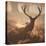 A Large Red Deer Stag Waits in the Early Morning Mists of Richmond Park-Alex Saberi-Stretched Canvas