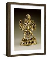 A Large Sino-Tibetan Gilt-Bronze Figure of Yi-Dam Hevajra, 17th/18th Century-null-Framed Giclee Print