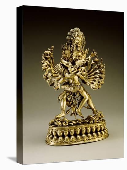 A Large Sino-Tibetan Gilt-Bronze Figure of Yi-Dam Hevajra, 17th/18th Century-null-Stretched Canvas