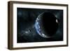 A Large Water Covered Planet with Two Moons Alone in Deep Space-Stocktrek Images-Framed Art Print