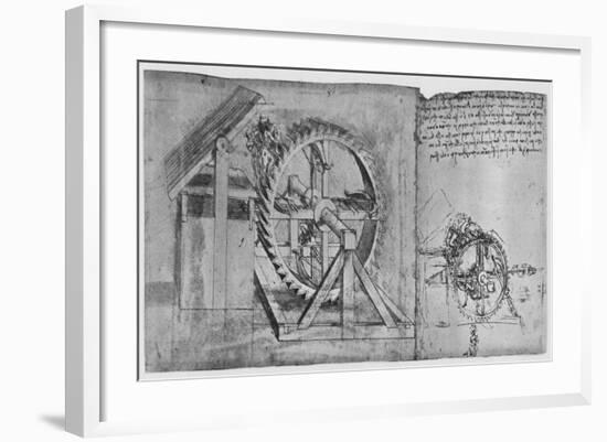 'A Large Wheel Which Is Resolved and Fires Four Crossbows in Succession', c1480, (1945)-Leonardo Da Vinci-Framed Giclee Print